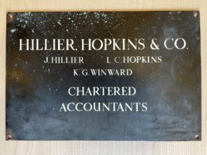 Hillier Hopkins & Co - original name plate